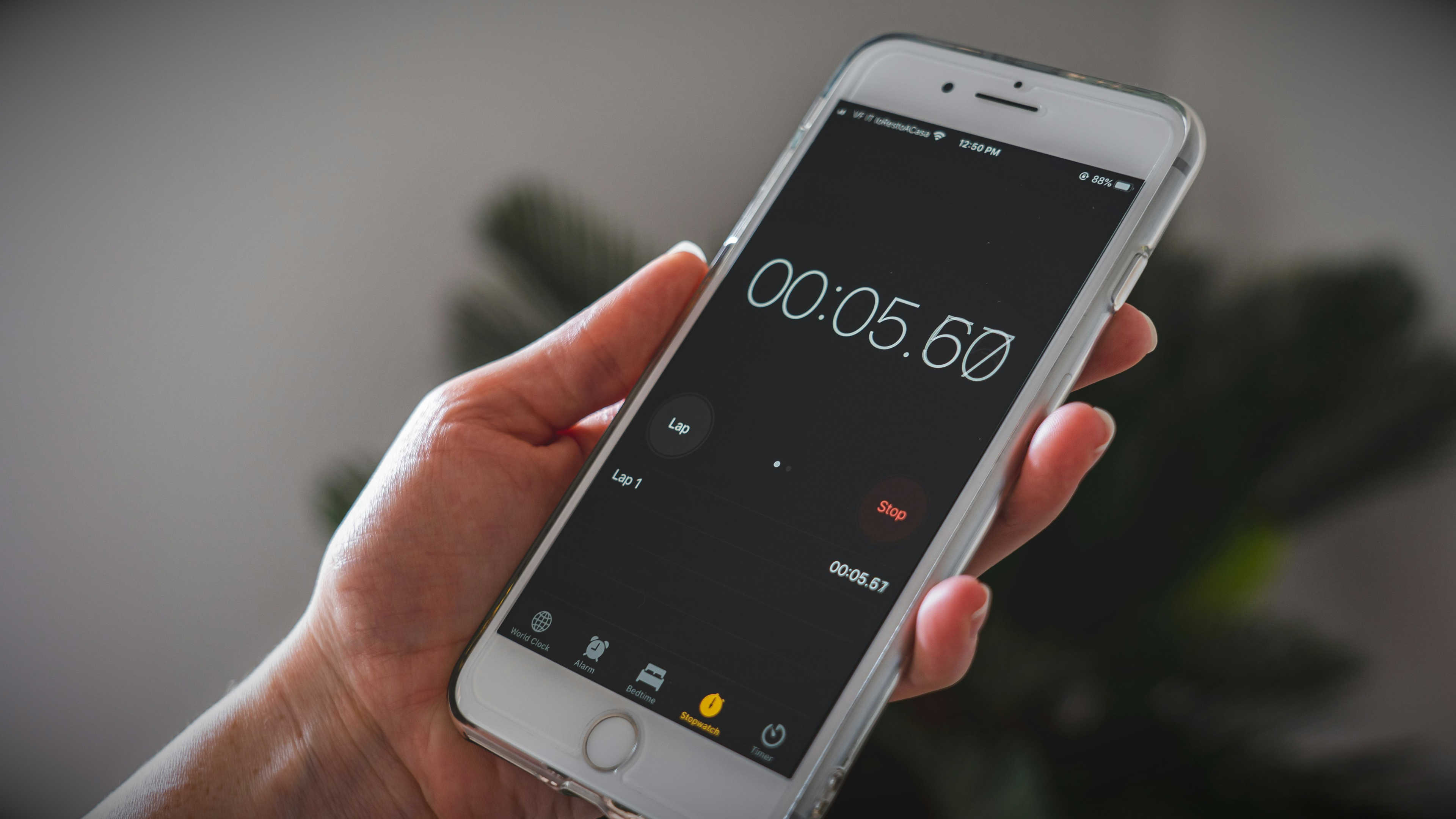 Woman using a timer app