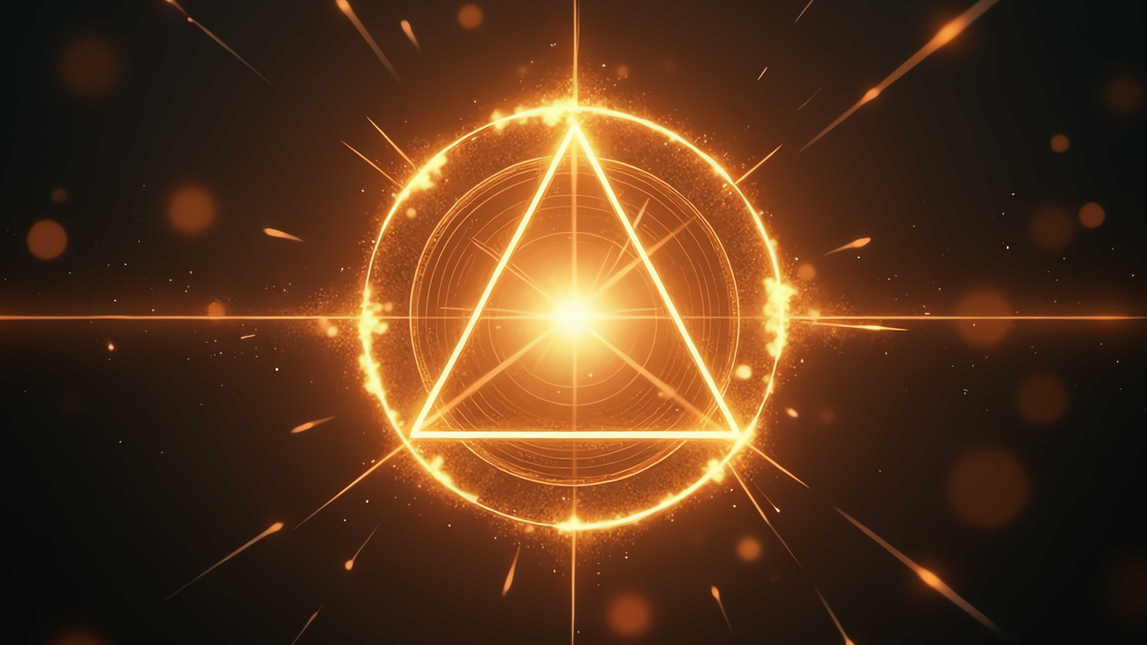 Glowing circular symbol with triangle inside