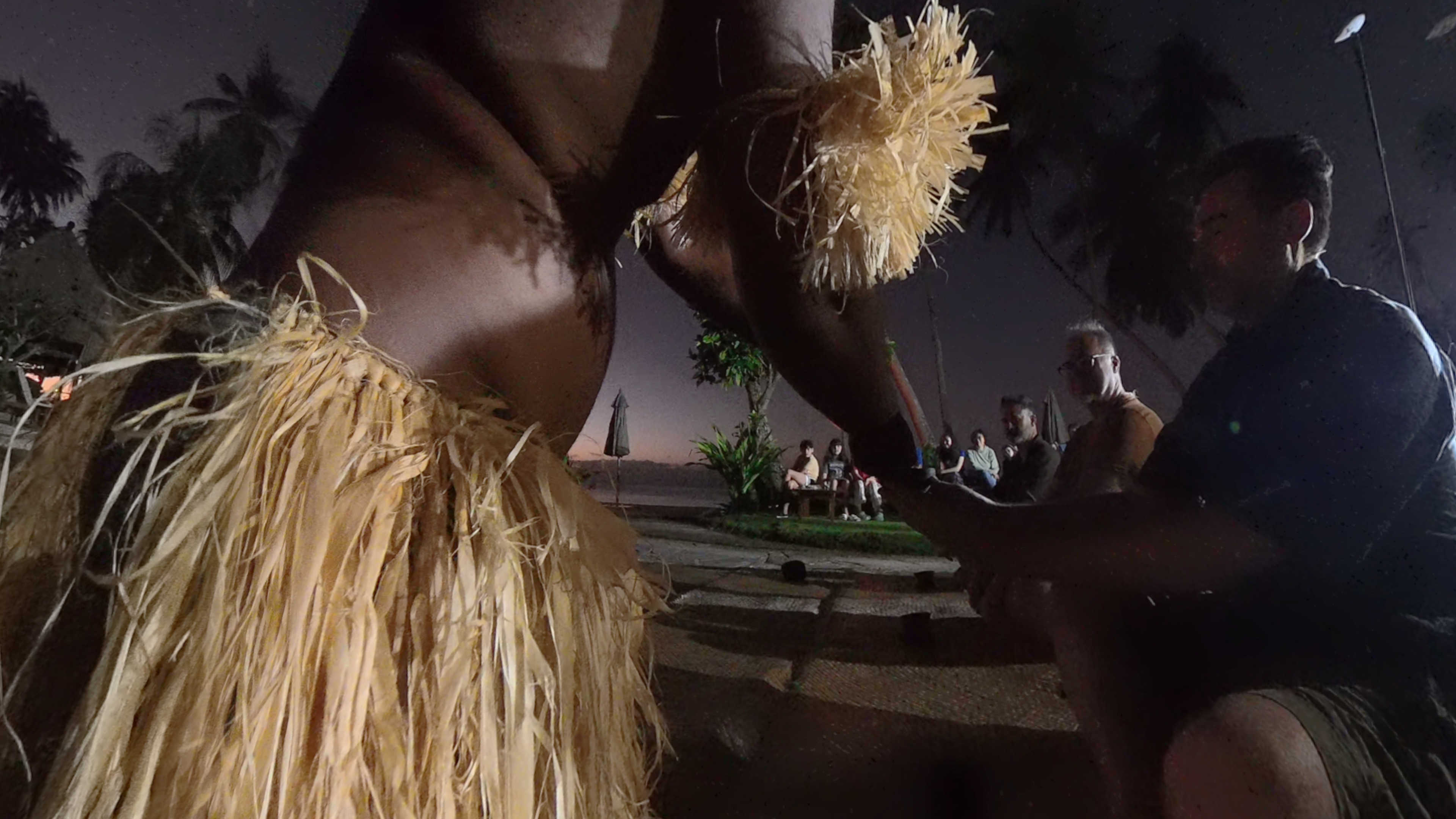 Sitting by the pool and getting kava during a kava ceremony