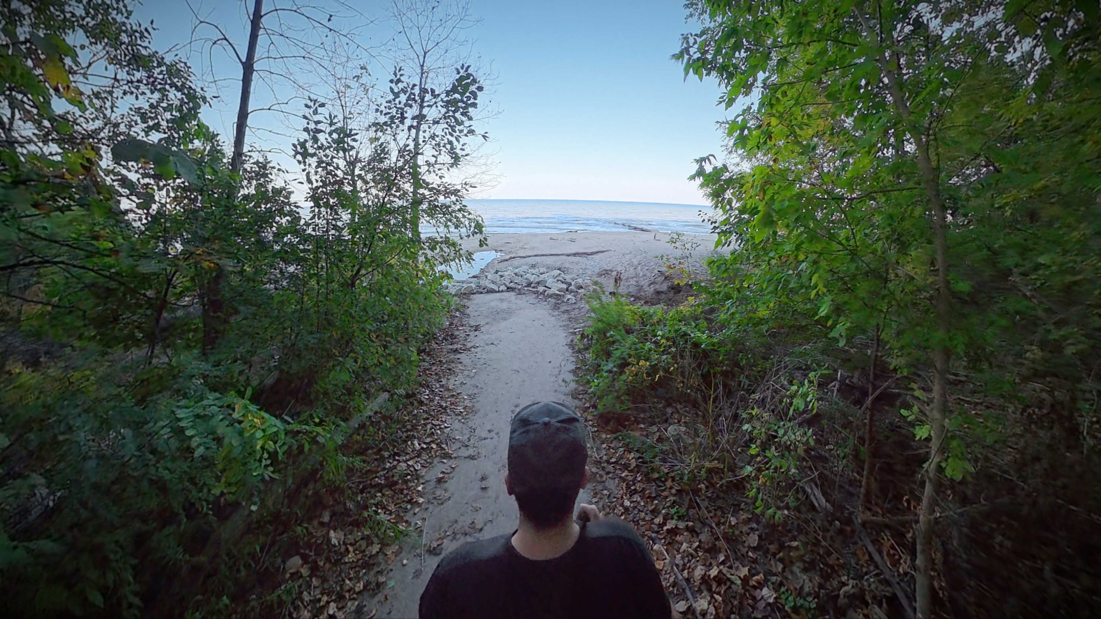 Me walking down the path to the beach