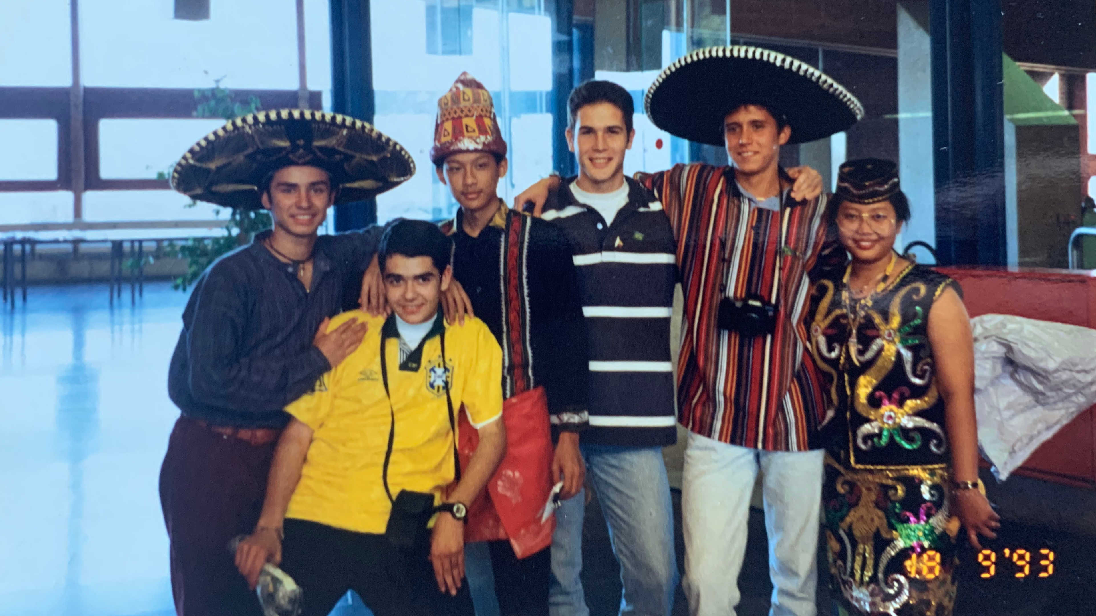 A small group of international AFS students posing for the camera