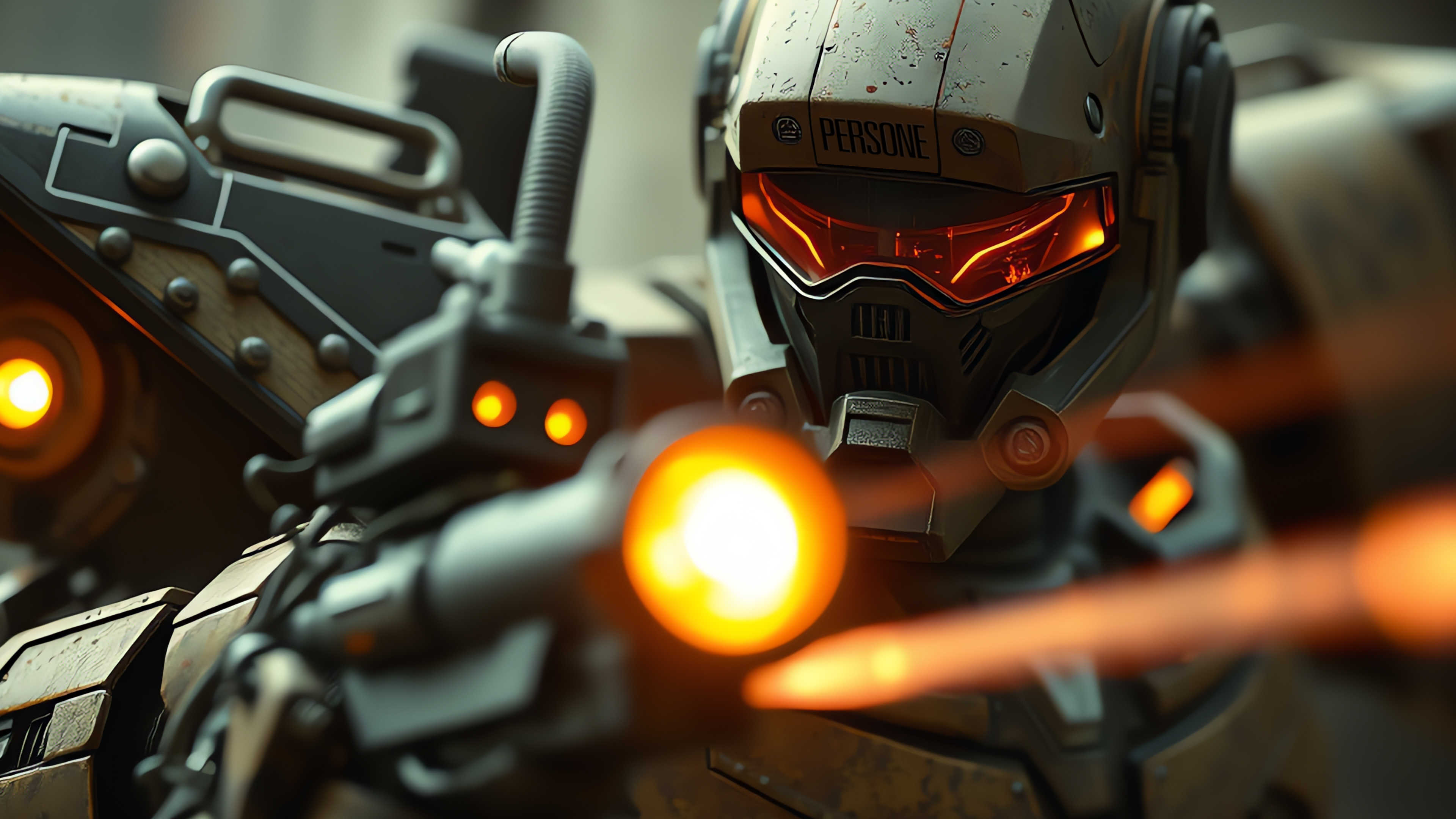 Closeup on a mech robot 