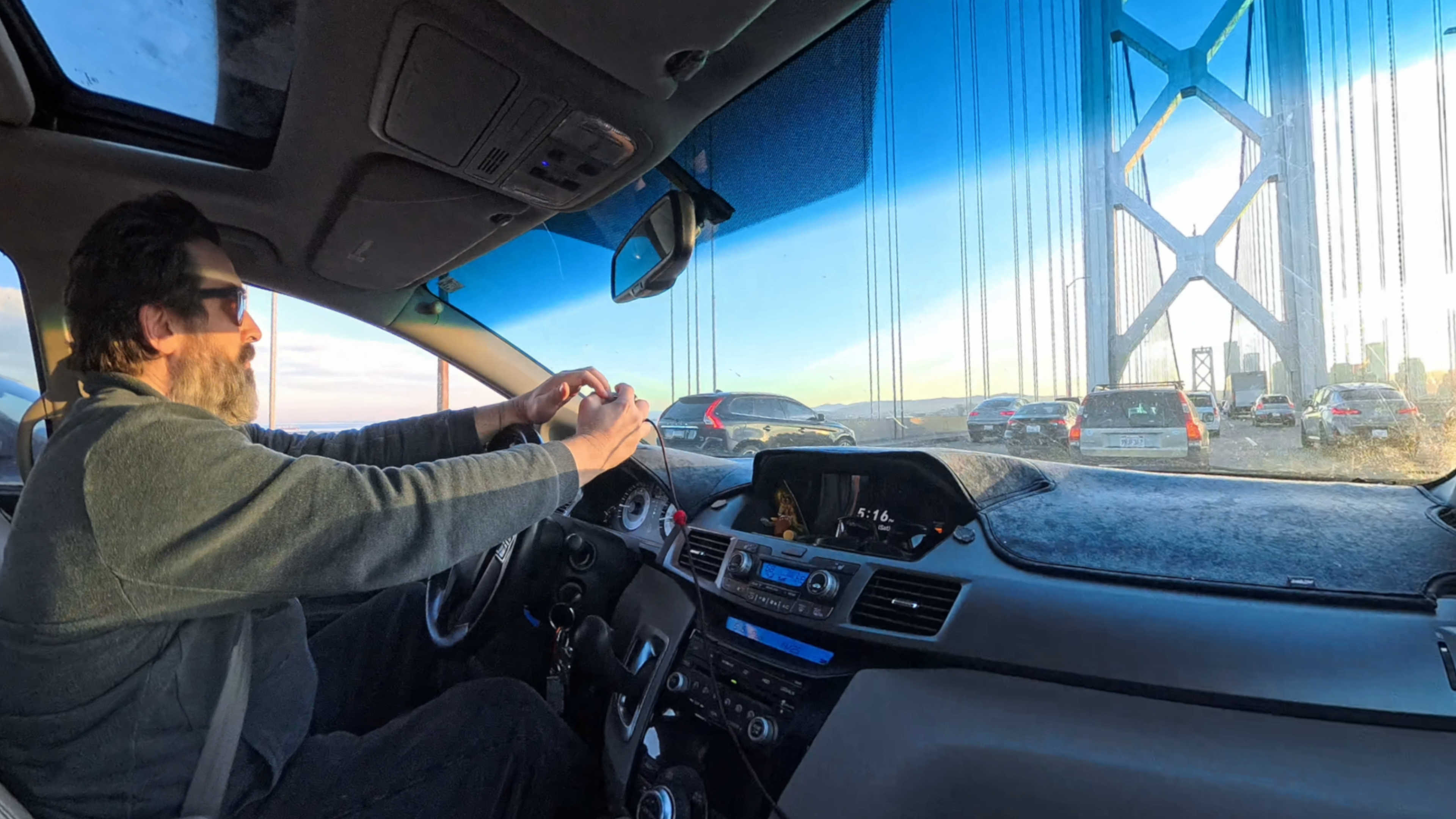 Me in the van crossing the Bay Bridge