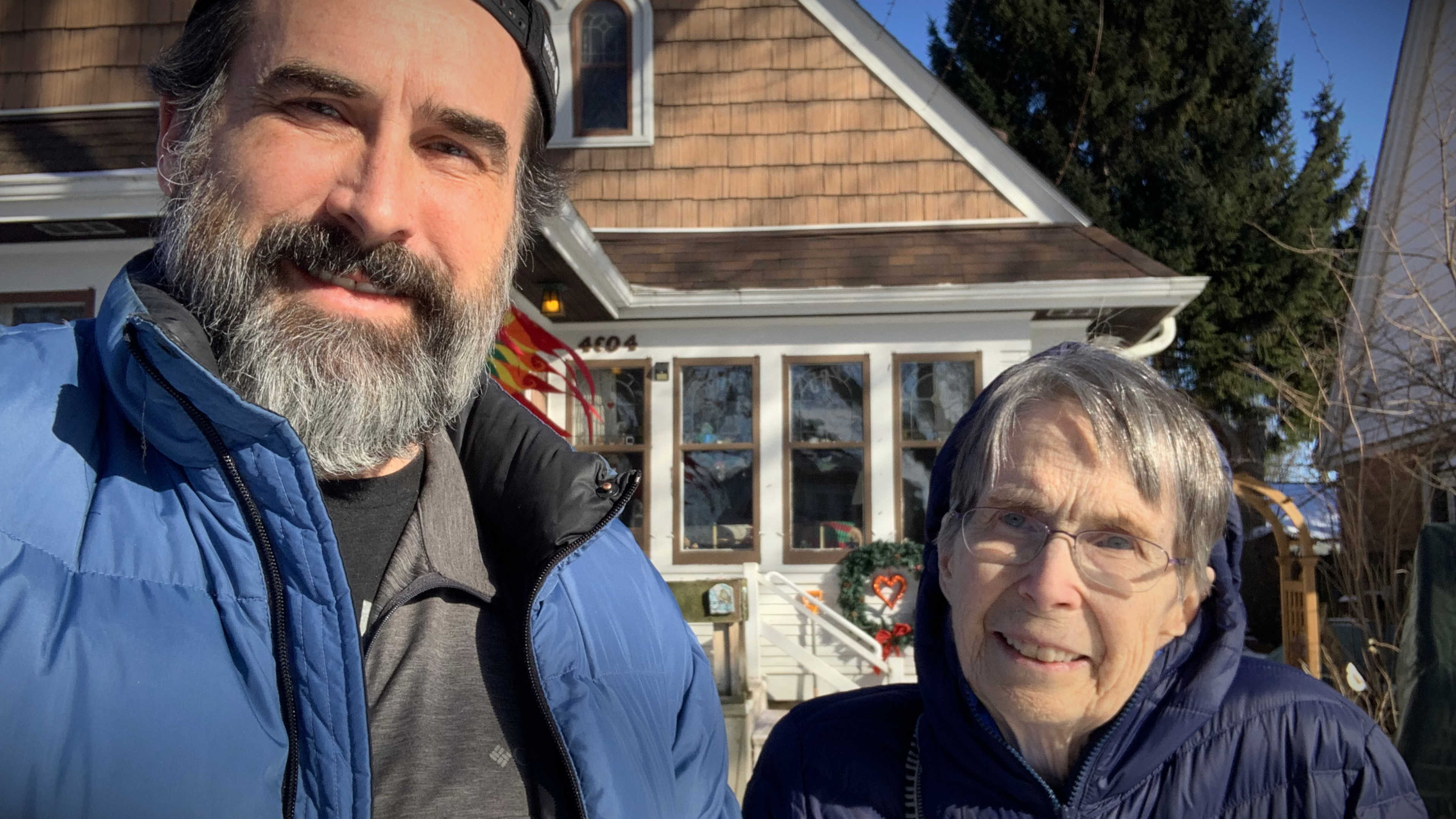 Me and my mom in front of our house in Milwaukee
