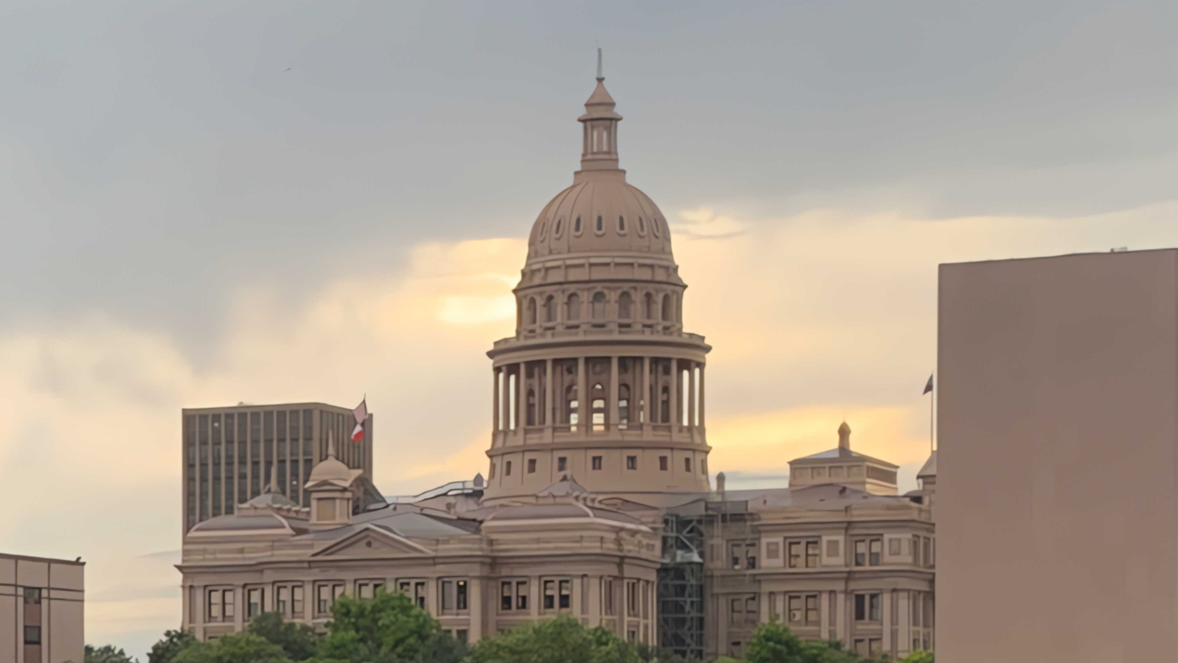 The Texas Capitol in Austin, just outside the hospital
