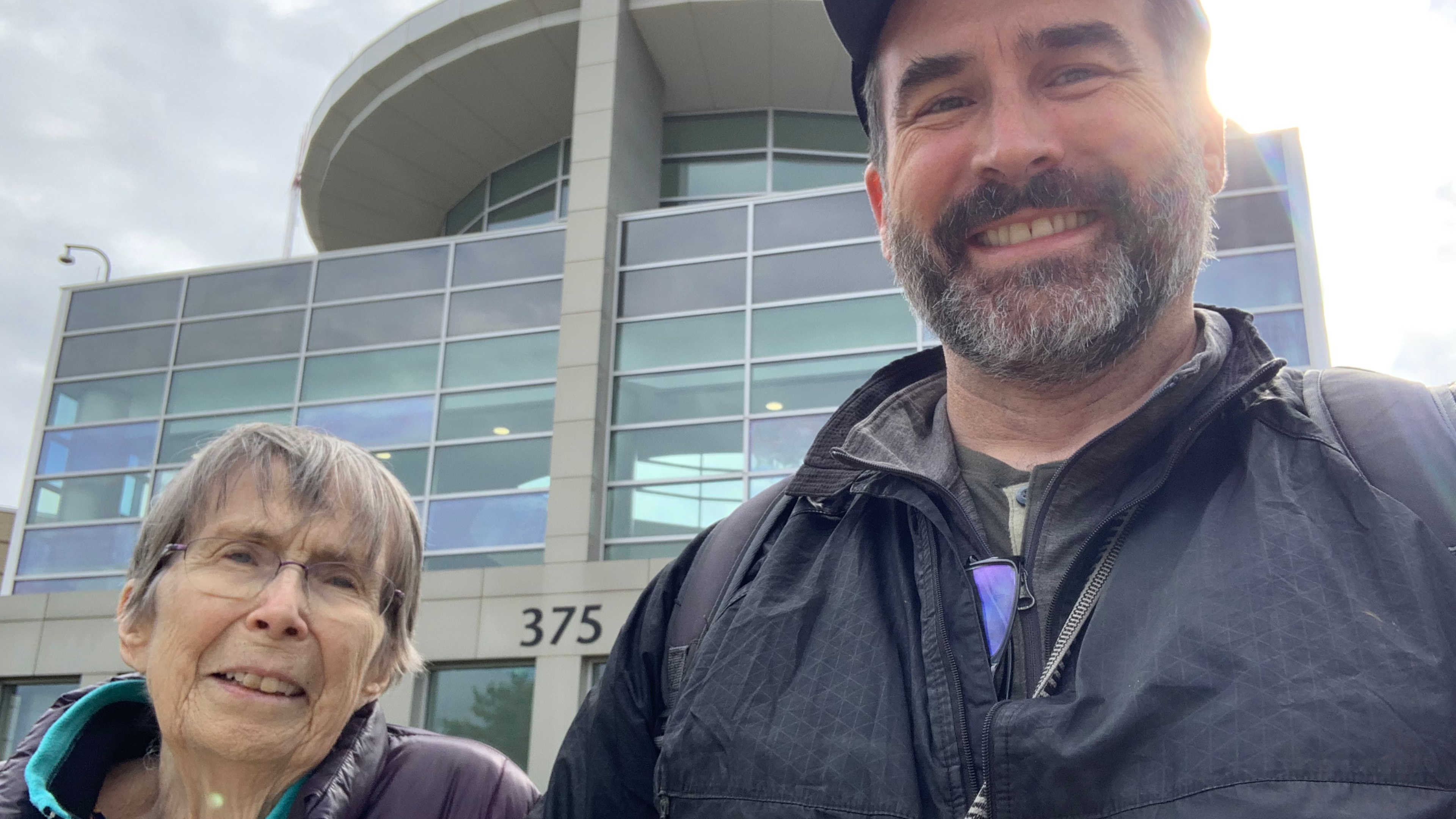 My Mom and I outside the River Woods Medical Complex