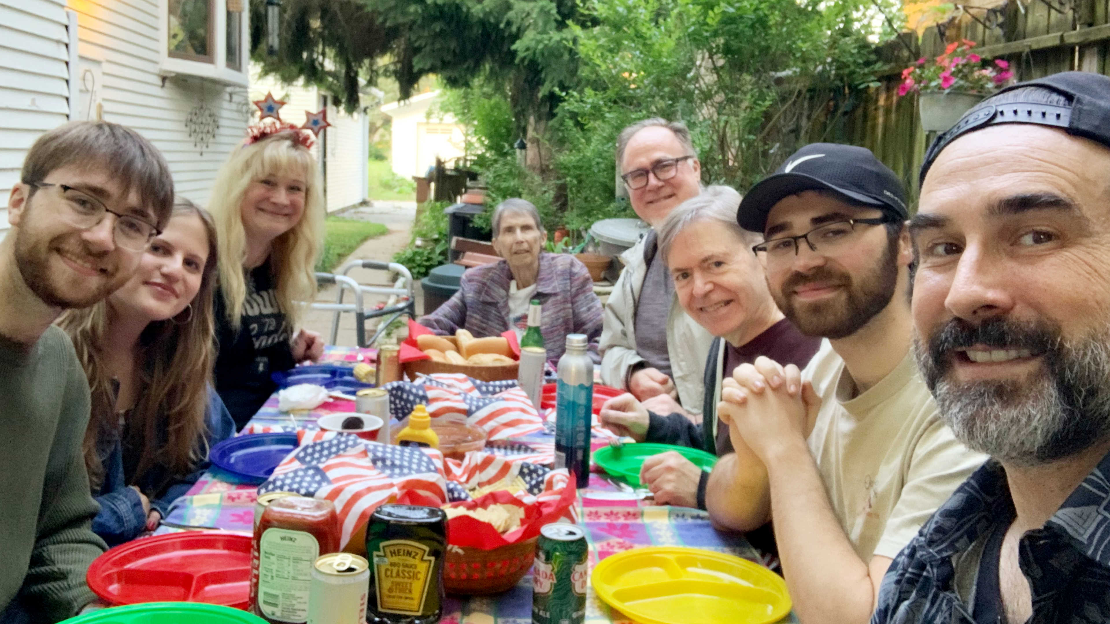 Outdoor barbecue on our patio for my sister's birthday.